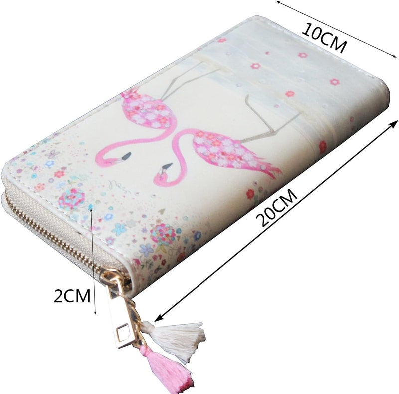 MayeBridge Timlee Cute Unicorn Long Wallets Pink Flamingo Wallets With Tassels Long Purse Girls Christmas Gift(Flamingo) - Image 5